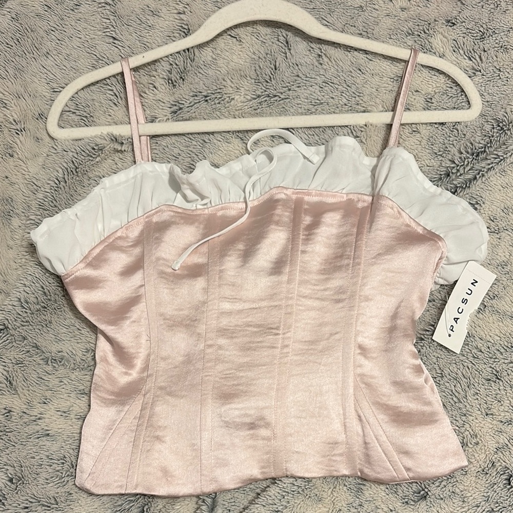 SOLD PacSun Pink Sleeveless Ruffled Bustier Top
